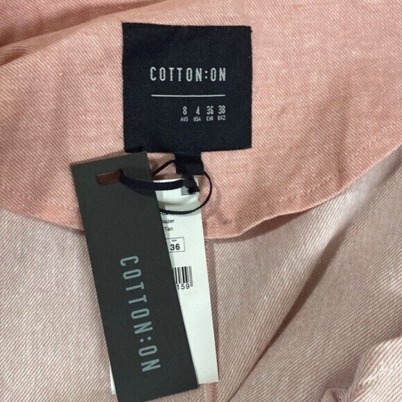Cotton On women blazer pink  linen blend 4 casual button down office retro event - Picture 2 of 8